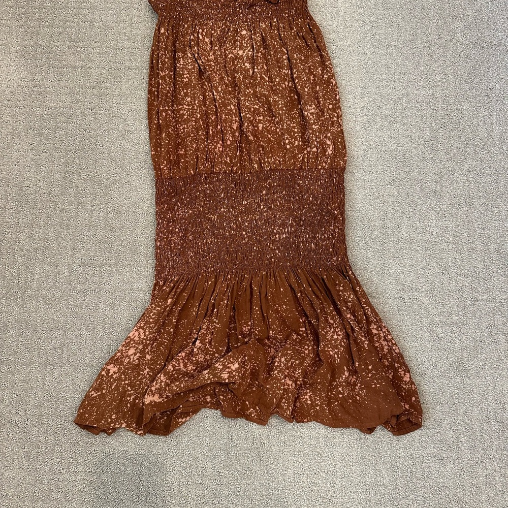 Blue Life Brown Speckled Mini Dress with Smocked Waist
